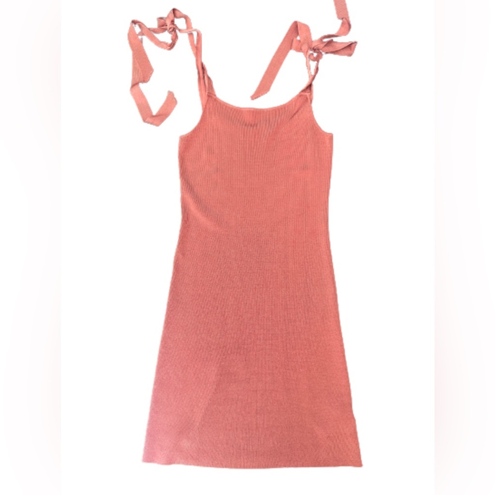 Urban Outfitters Womens Dress Size S Mauve Color Slinky Ribbed Bodycon Tie Strap